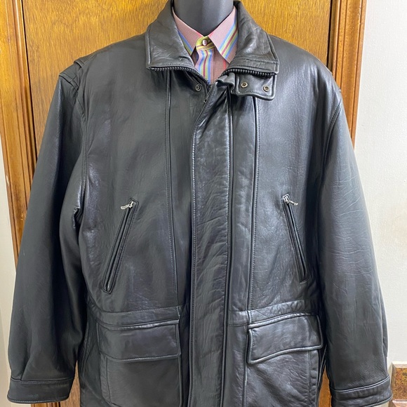 Towne London Fog Black Leather Jacket 